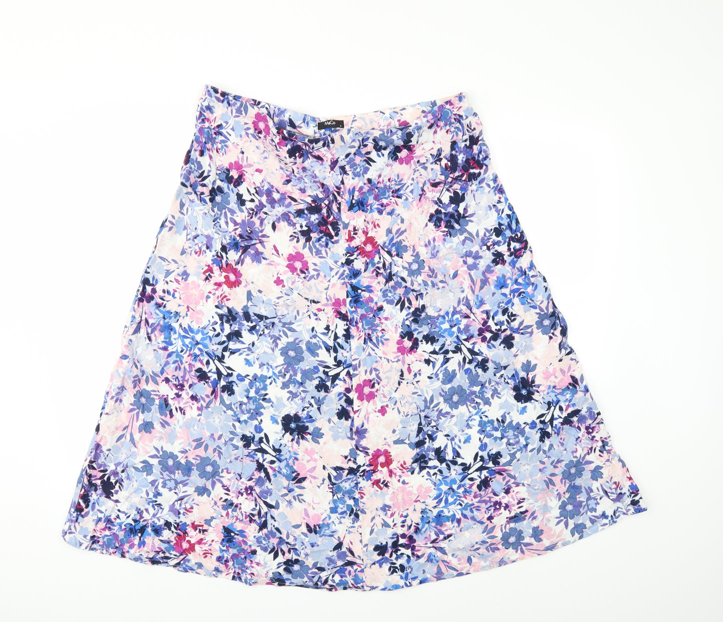 M&Co Womens Blue Floral  Flare Skirt Size 16