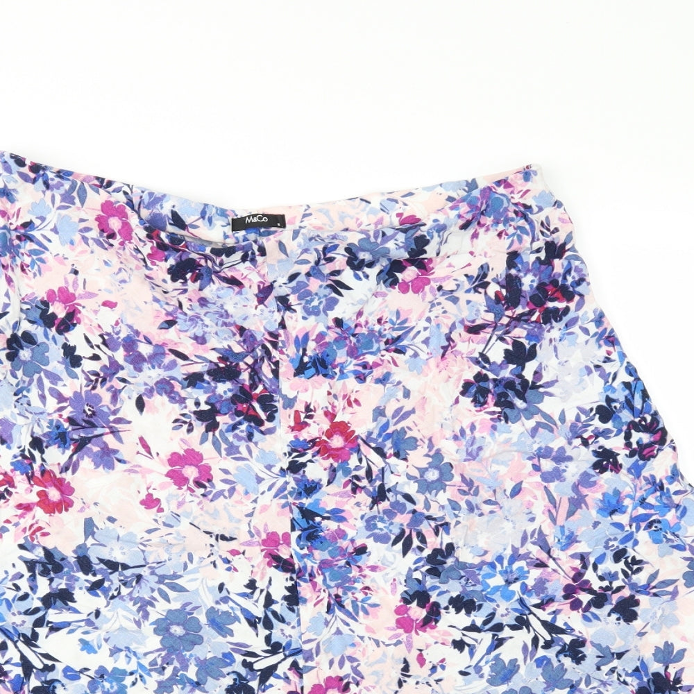 M&Co Womens Blue Floral  Flare Skirt Size 16
