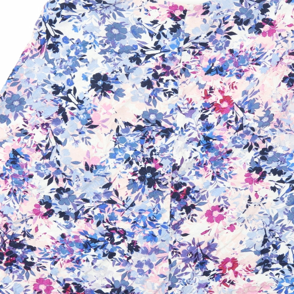 M&Co Womens Blue Floral  Flare Skirt Size 16