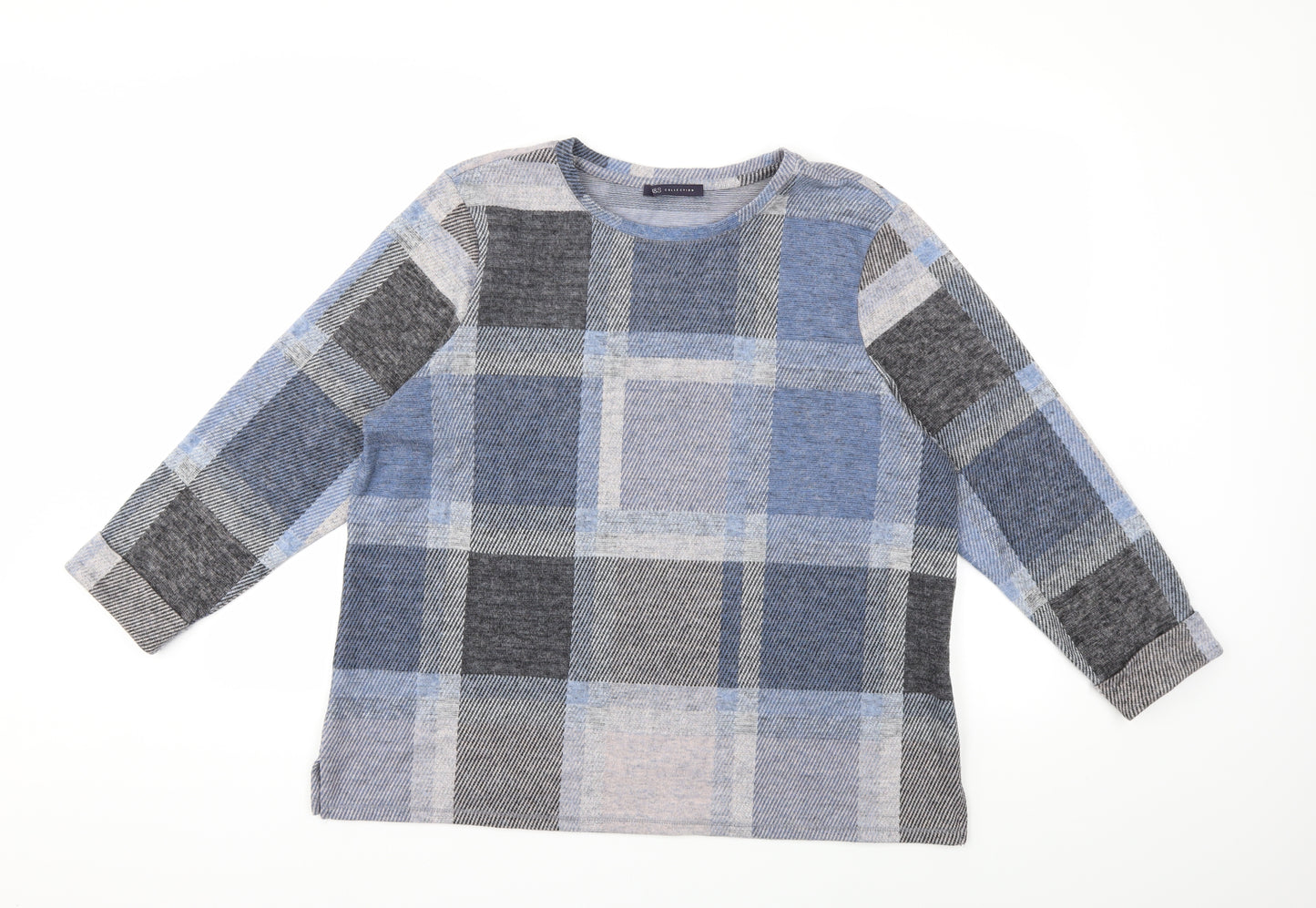 Marks and Spencer Womens Blue Check  Pullover Jumper Size 18
