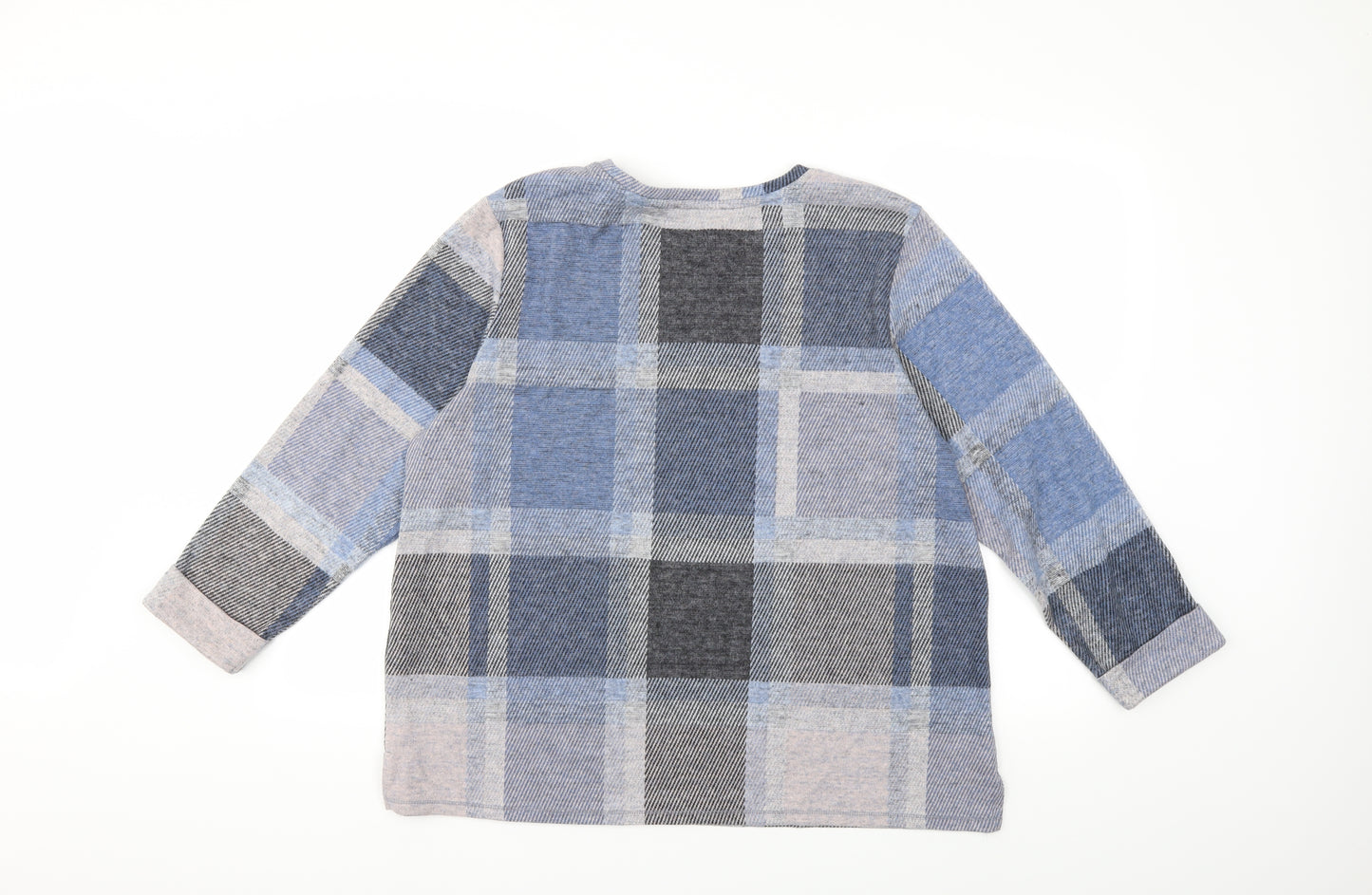 Marks and Spencer Womens Blue Check  Pullover Jumper Size 18