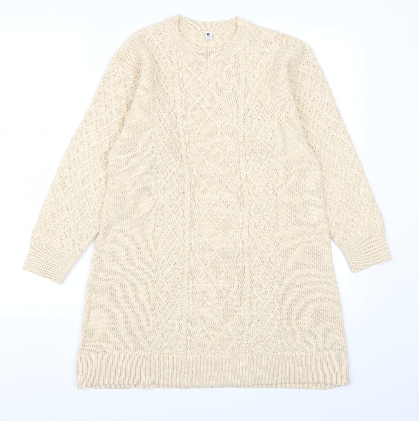 Uniqlo Girls Beige   Jumper Dress  Size 11-12 Years  - Cable Knit