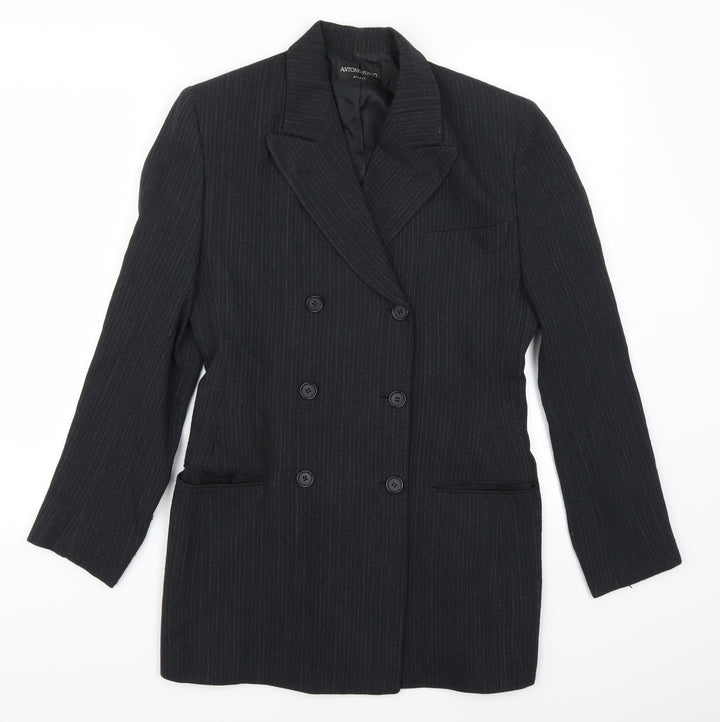 Antonio Fusco Womens Grey Striped  Jacket Suit Jacket Size 10