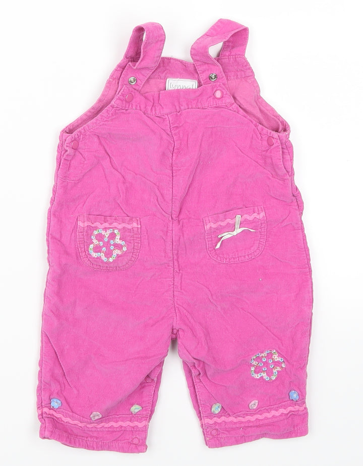 Lynnat Girls Pink Flecked Corduroy Dungaree One-Piece Size 6-9 Months