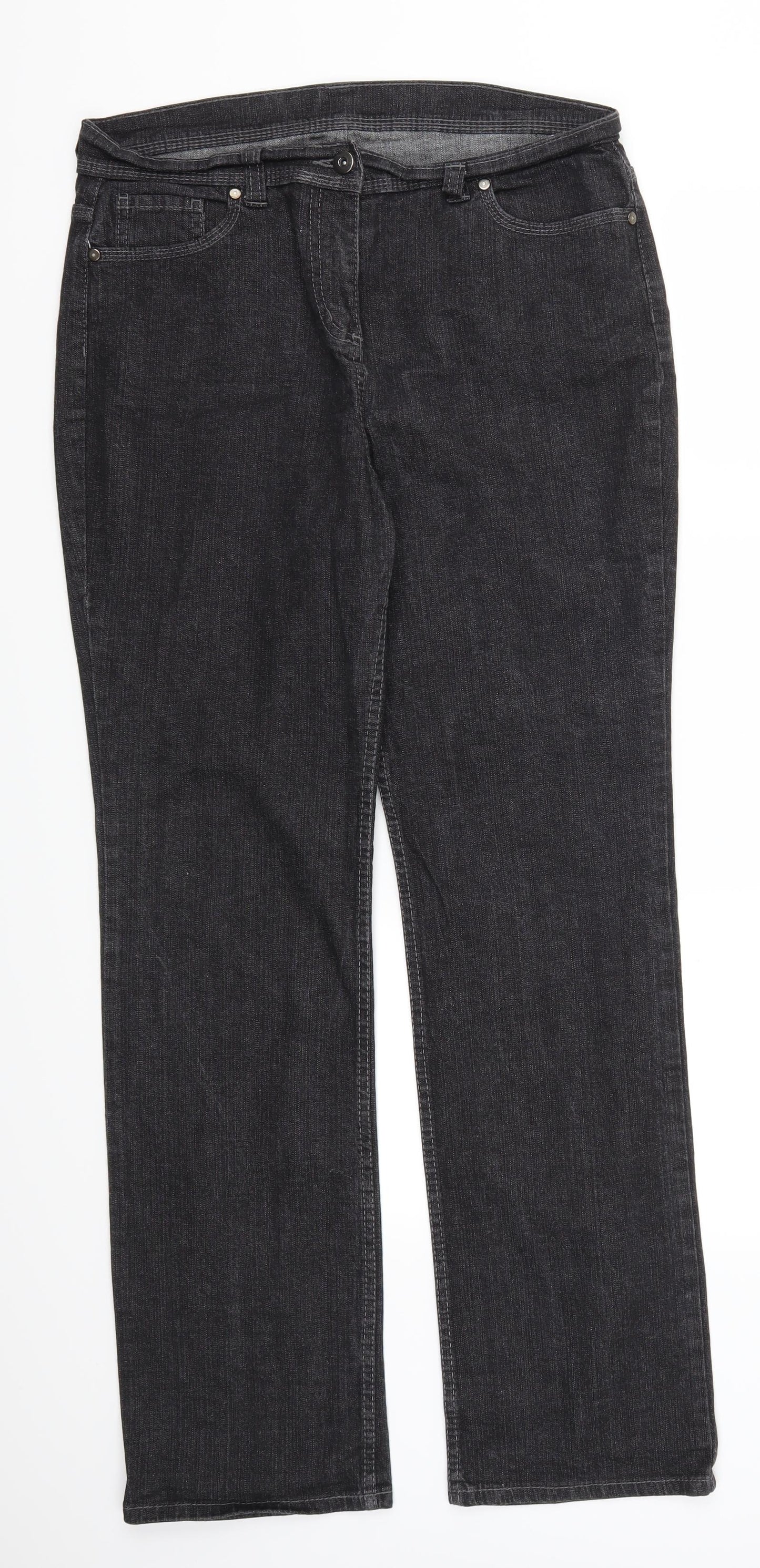 Marks and Spencer Womens Grey  Denim Straight Jeans Size 14 L30 in