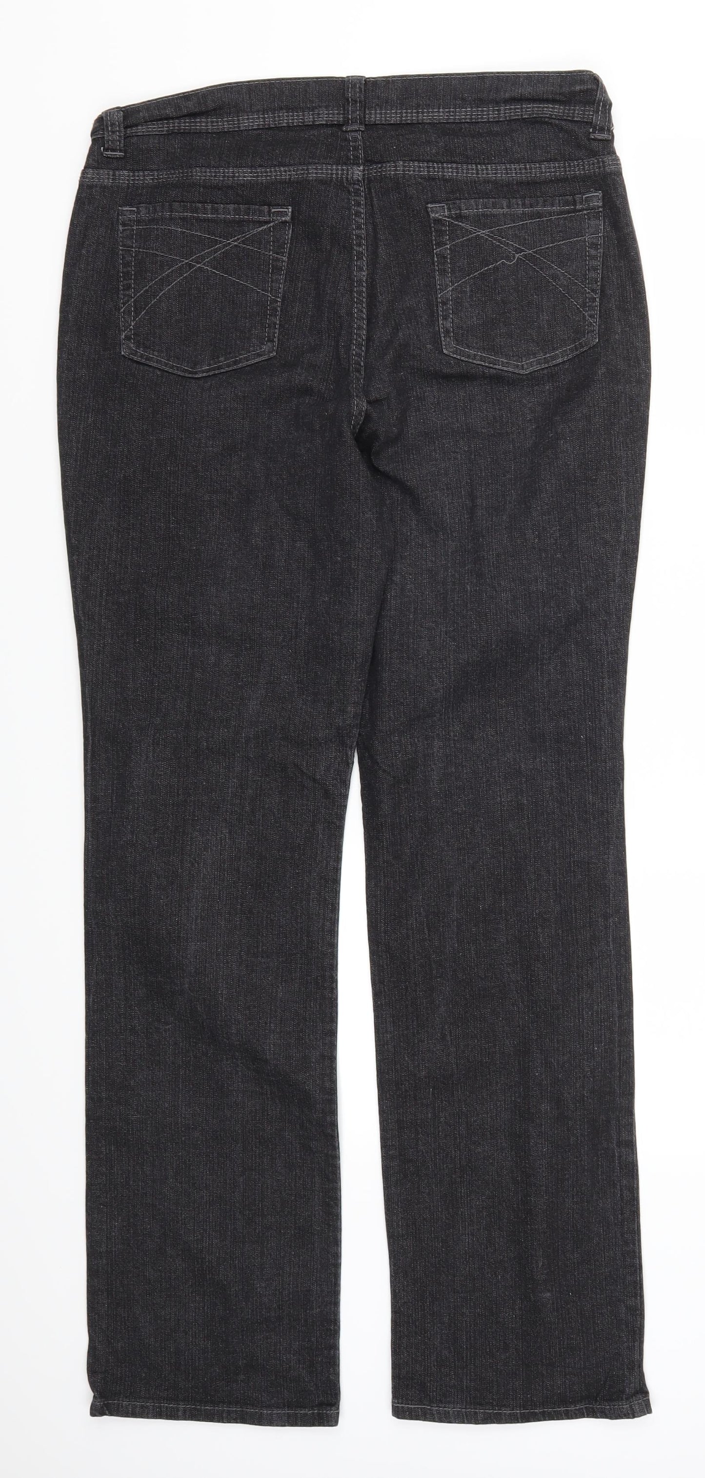 Marks and Spencer Womens Grey  Denim Straight Jeans Size 14 L30 in