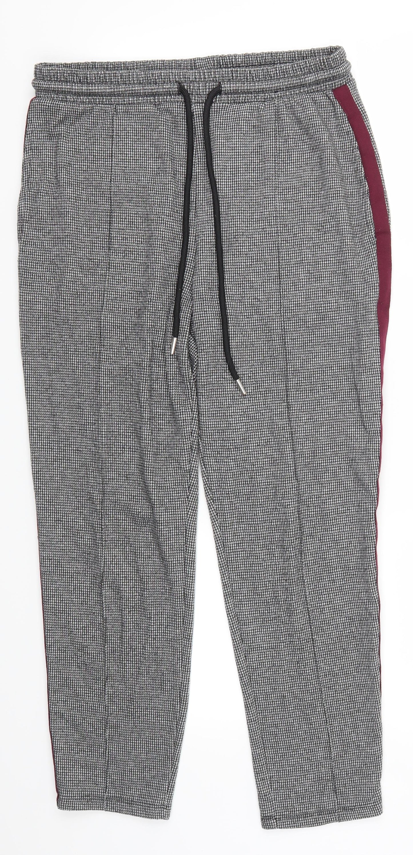 Marks and Spencer Womens Grey Houndstooth  Trousers  Size 10 L25 in