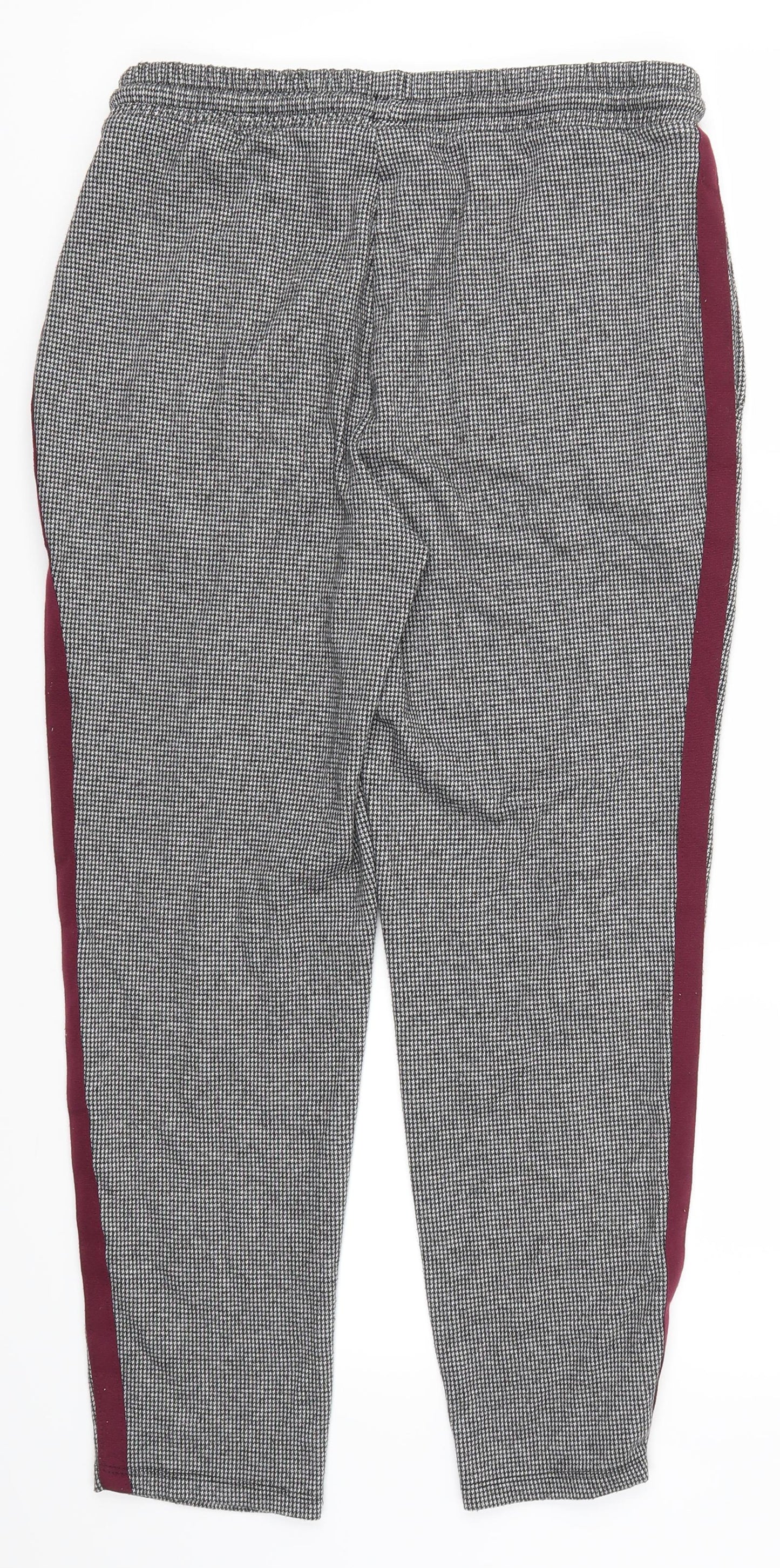 Marks and Spencer Womens Grey Houndstooth  Trousers  Size 10 L25 in