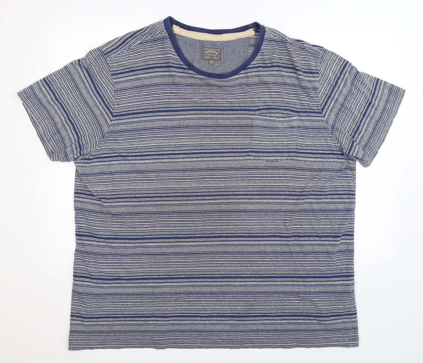 Fat Face Mens Blue Striped   T-Shirt Size 2XL