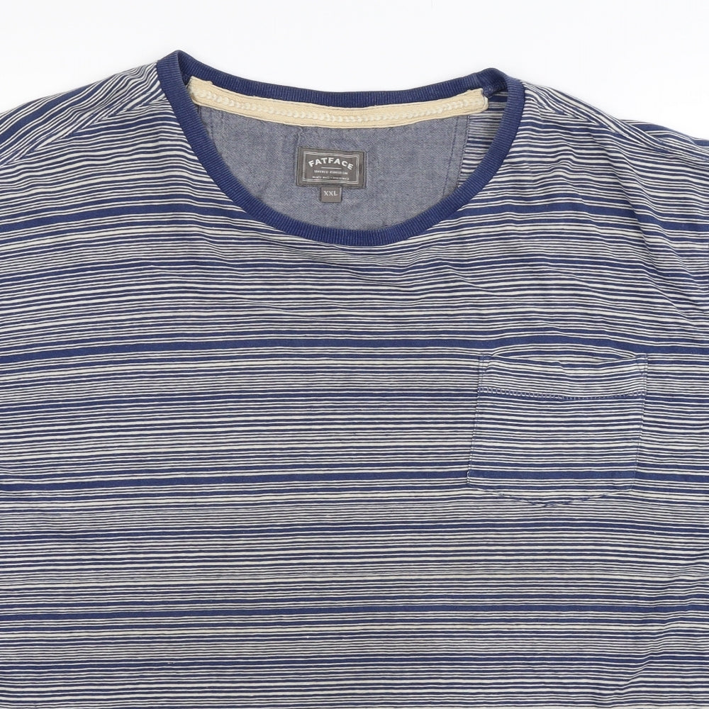 Fat Face Mens Blue Striped   T-Shirt Size 2XL