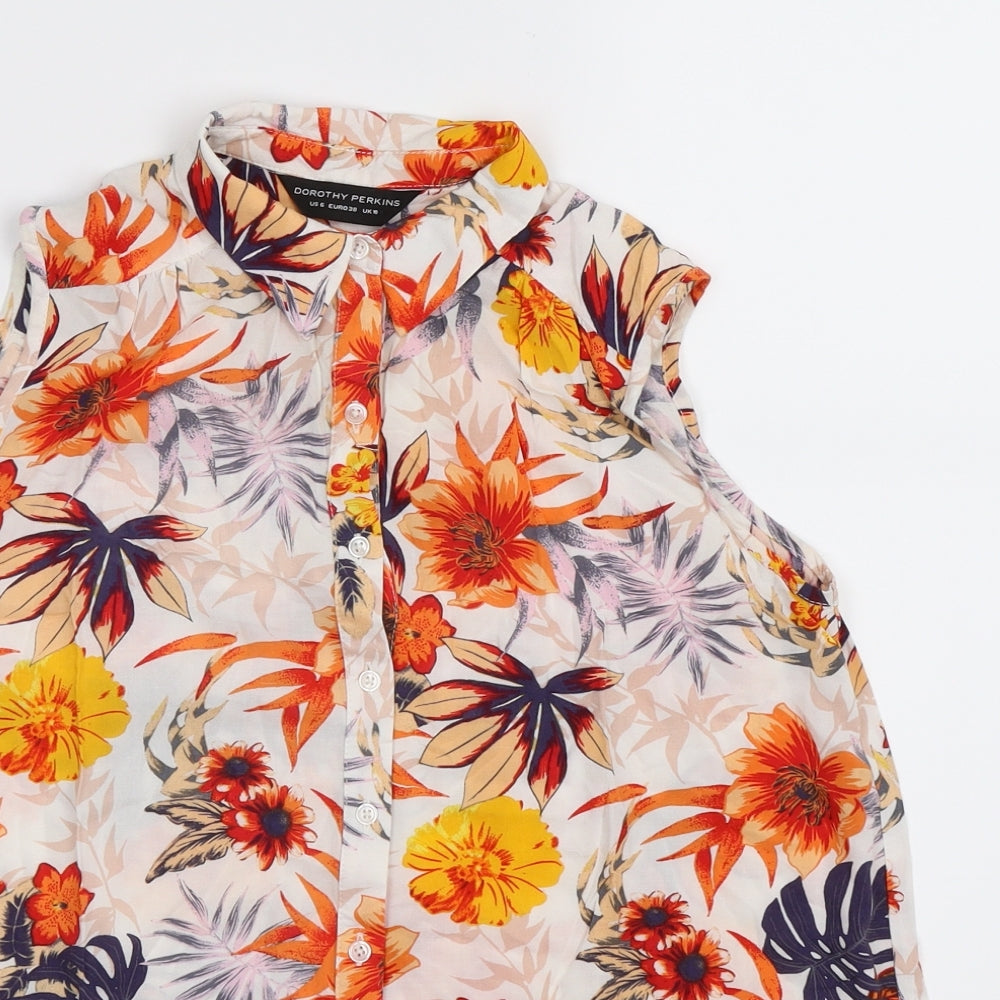 Dorothy Perkins Womens Multicoloured Floral  Basic Button-Up Size 10