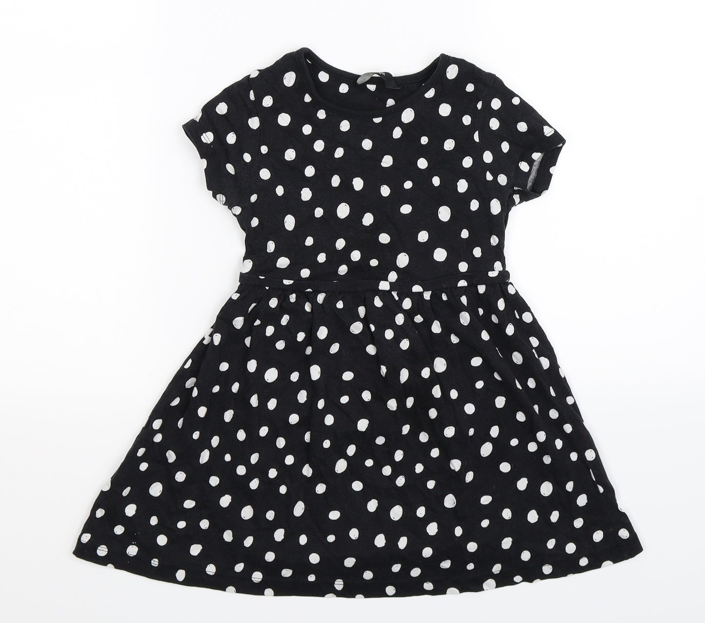 George Girls Black Spotted  Fit & Flare  Size 3-4 Years