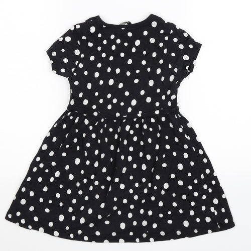 George Girls Black Spotted  Fit & Flare  Size 3-4 Years