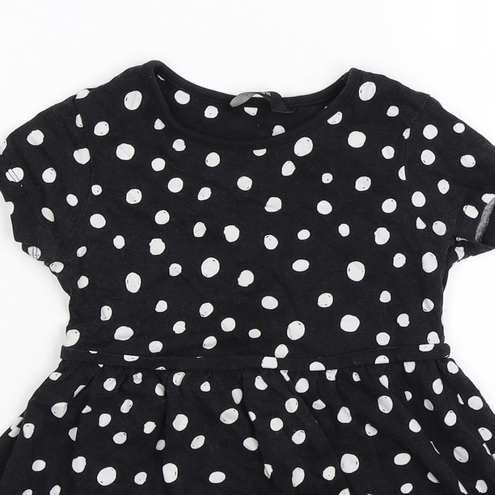 George Girls Black Spotted  Fit & Flare  Size 3-4 Years