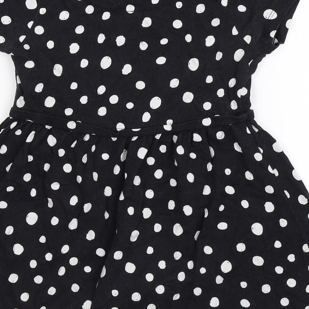 George Girls Black Spotted  Fit & Flare  Size 3-4 Years