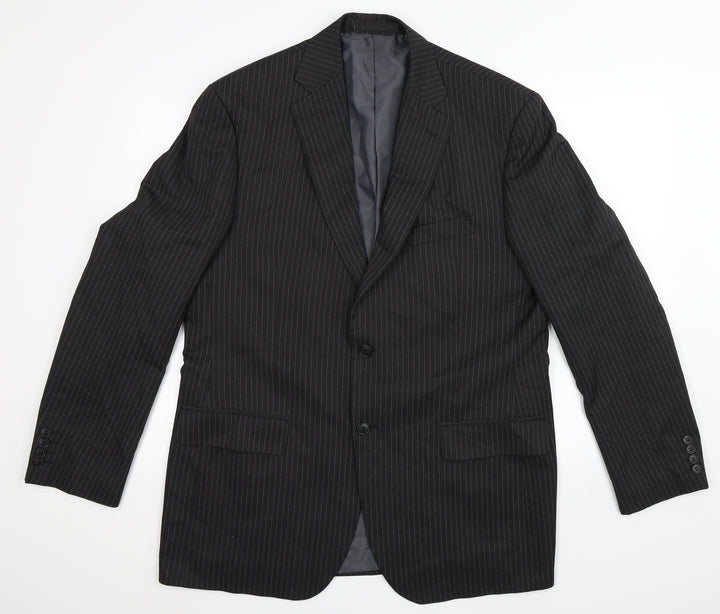 Marks and Spencer Mens Black Striped Jacket Suit Jacket Size 42
