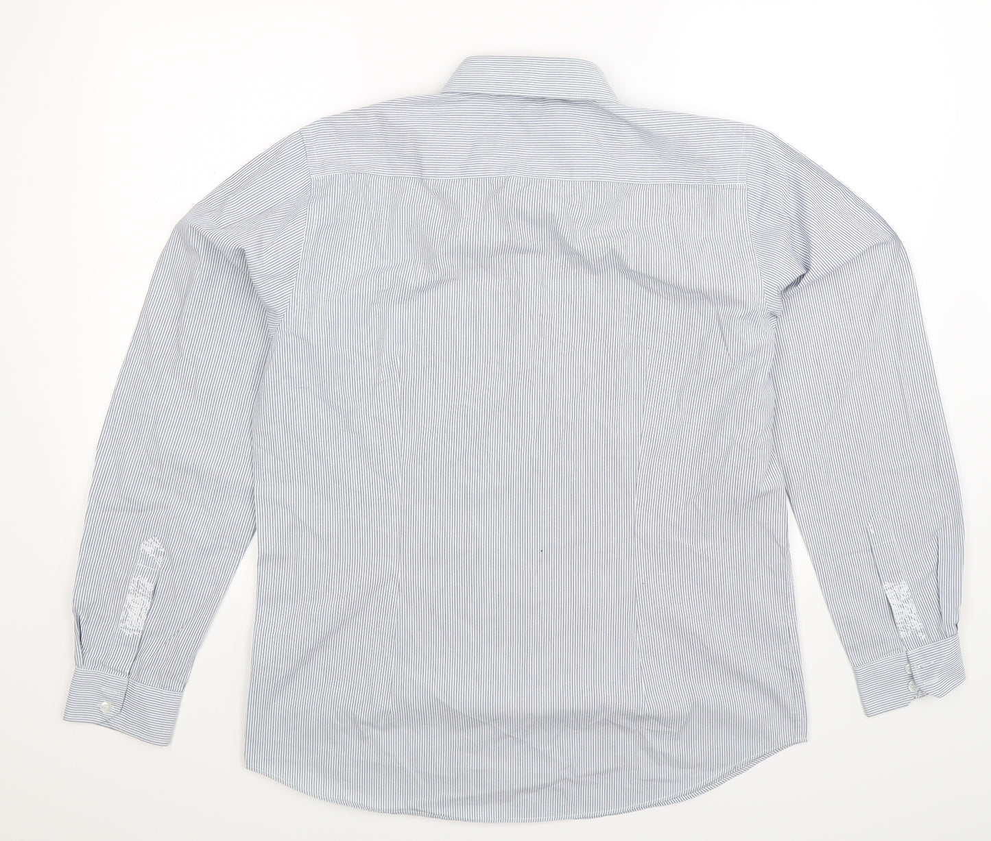 Cedar Wood State Mens Blue Striped   Dress Shirt Size L