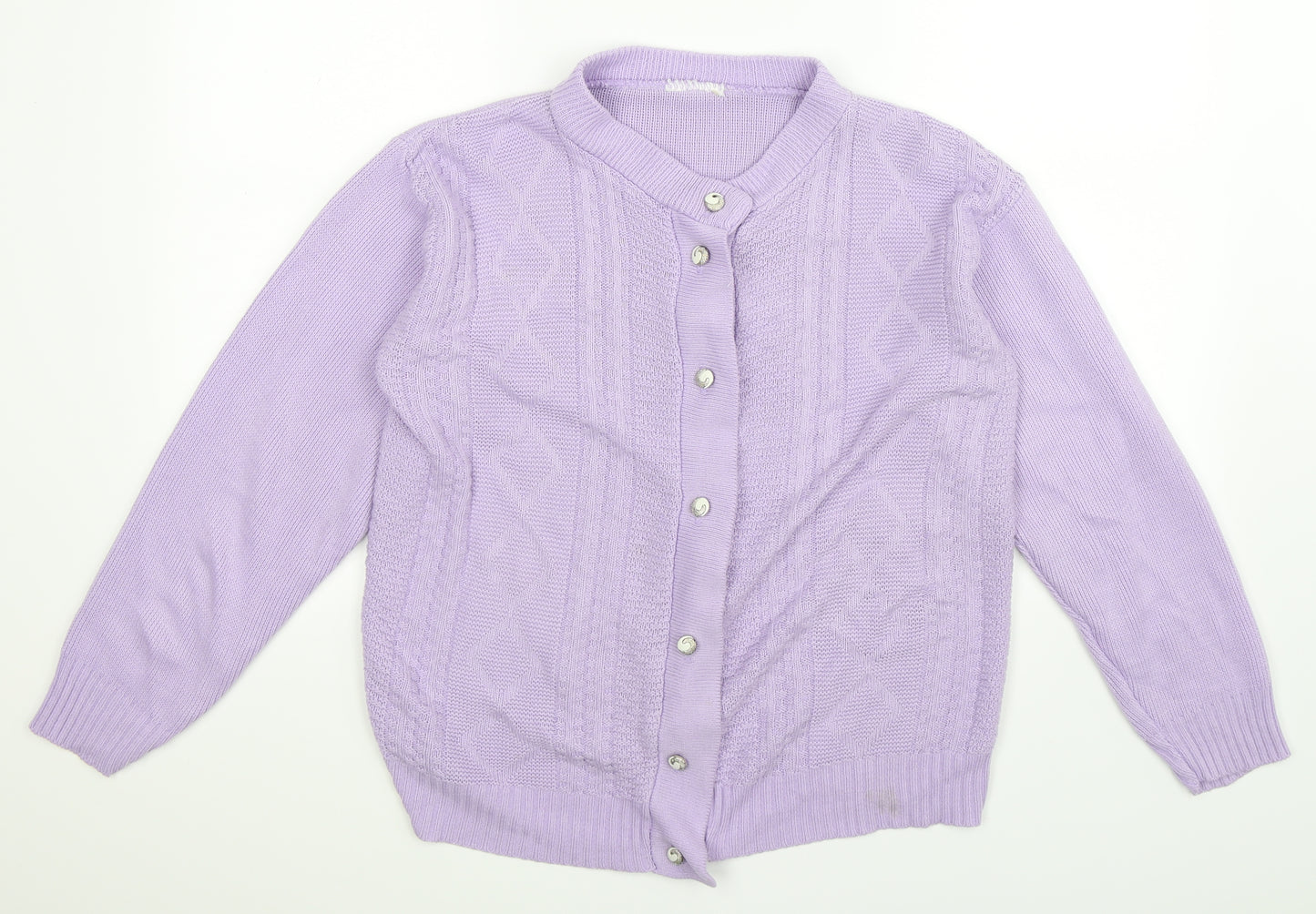Preworn Womens Purple  Knit Cardigan Jumper Size L