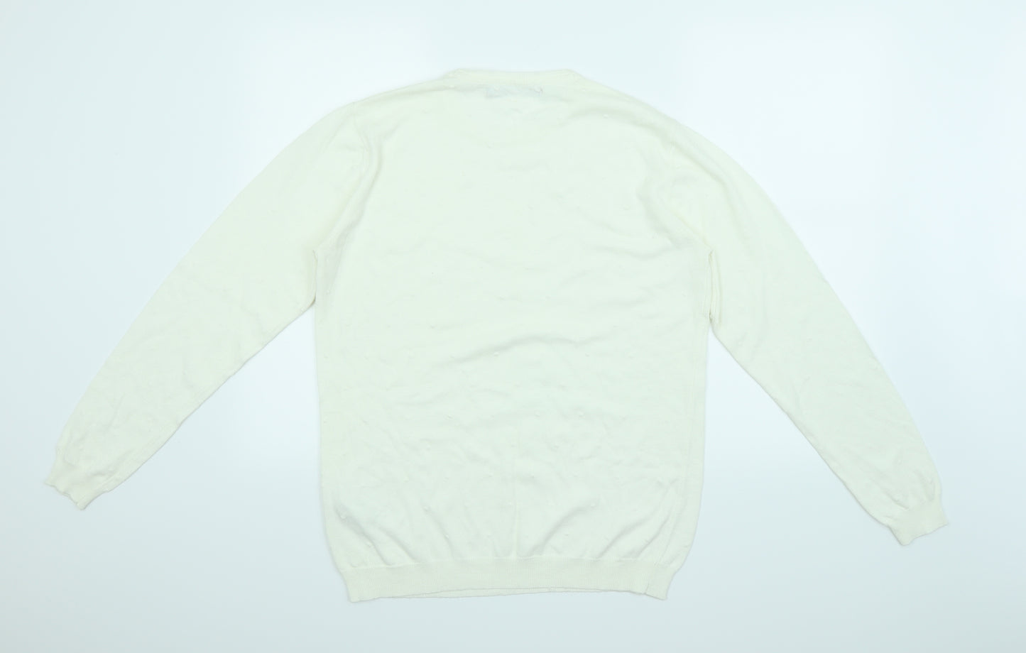 Zara Man Mens White  Knit Pullover Jumper Size M