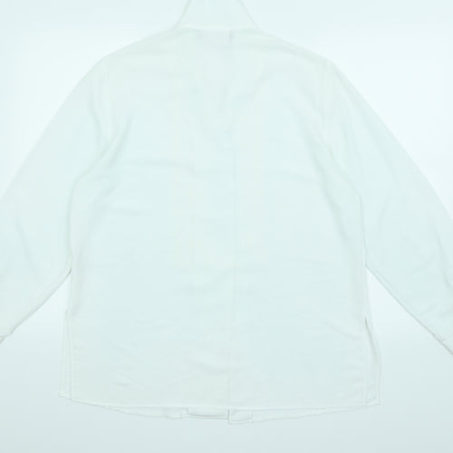 Richards Womens White Geometric  Basic Blouse Size 14