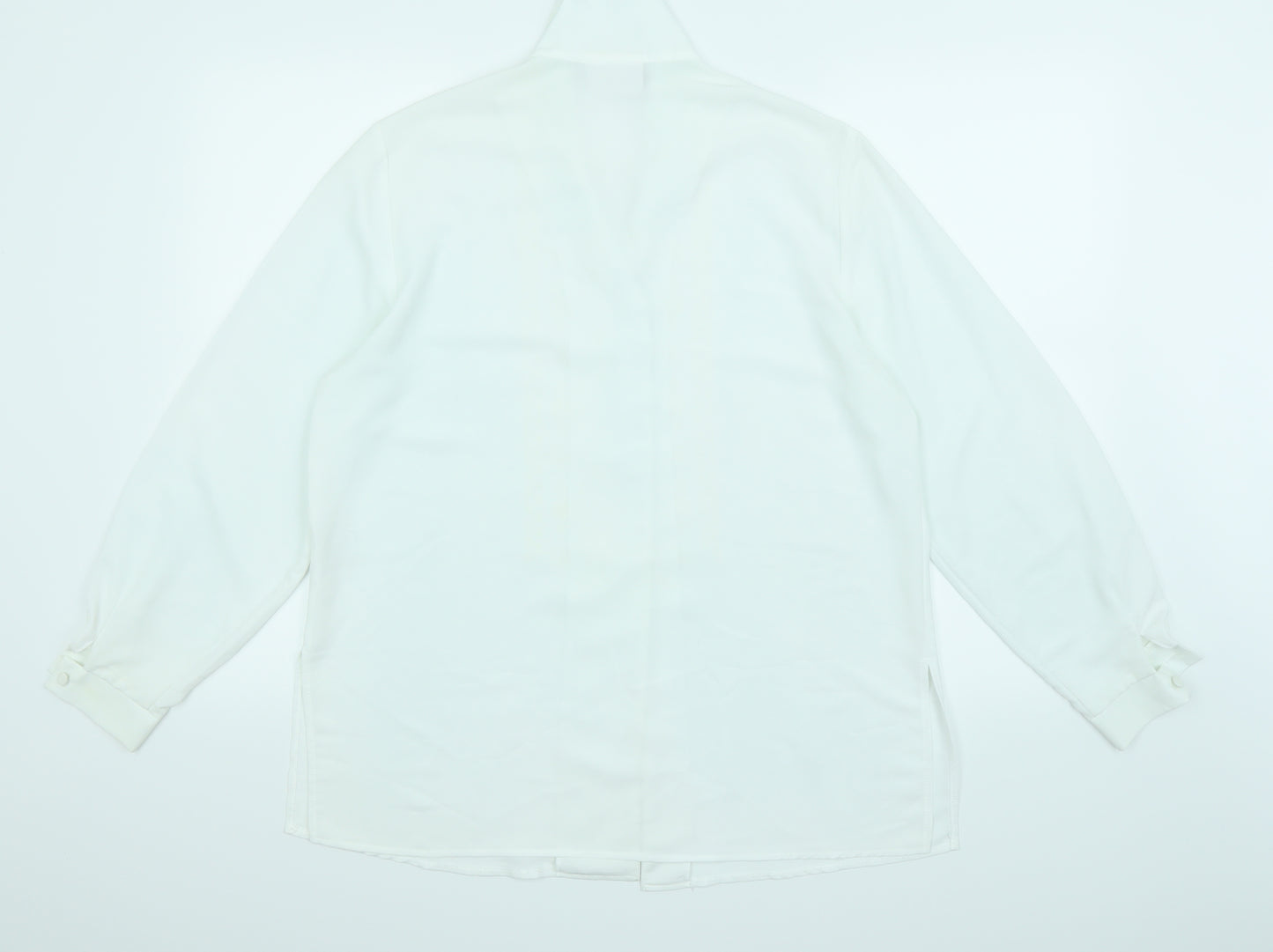 Richards Womens White Geometric  Basic Blouse Size 14