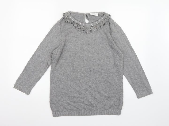 Wallis Womens Grey Knit Pullover Jumper Size 12