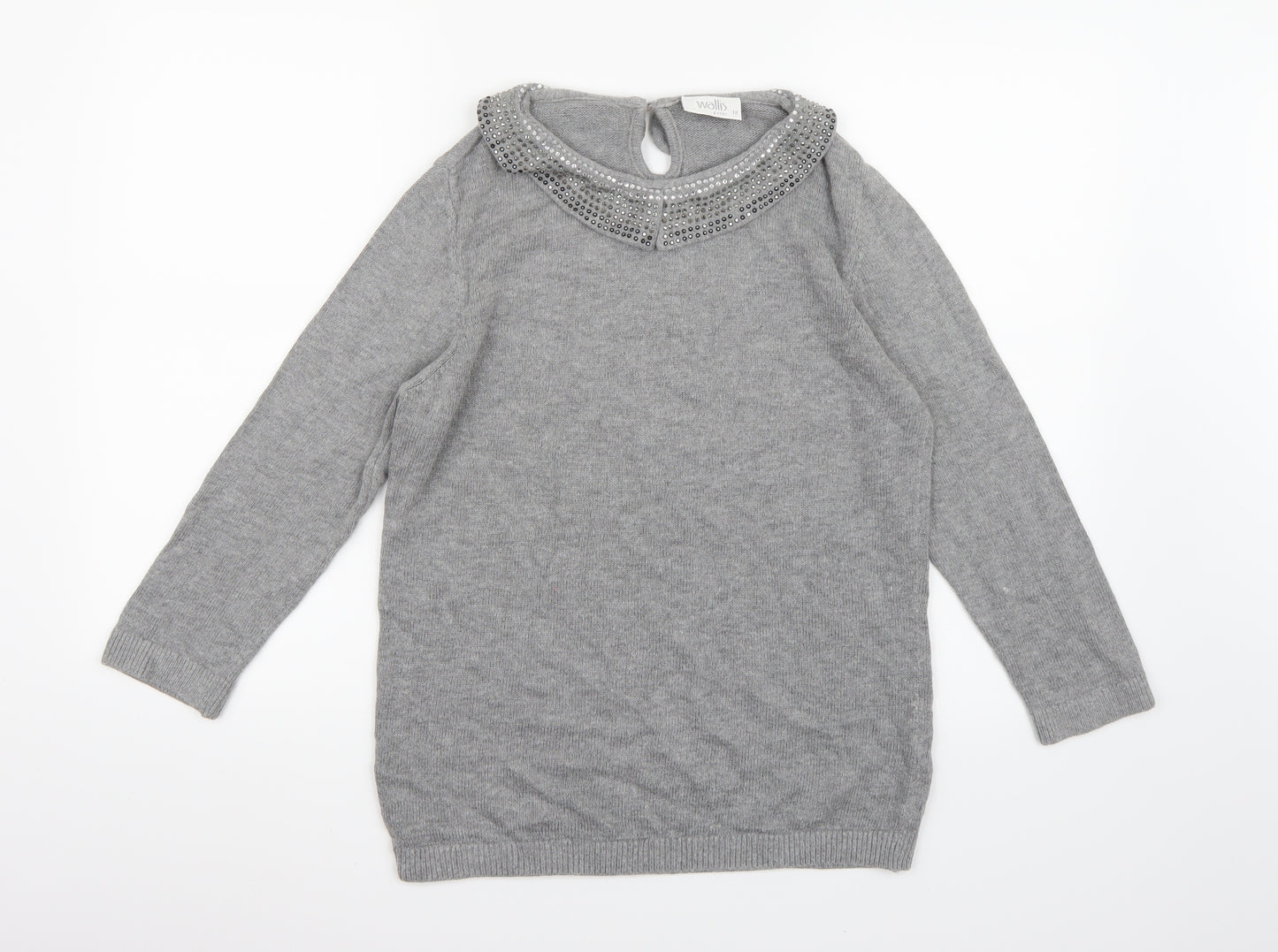Wallis Womens Grey  Knit Pullover Jumper Size 12