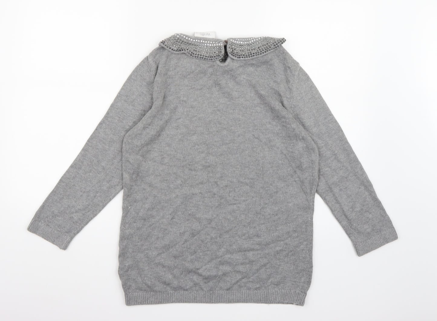 Wallis Womens Grey  Knit Pullover Jumper Size 12