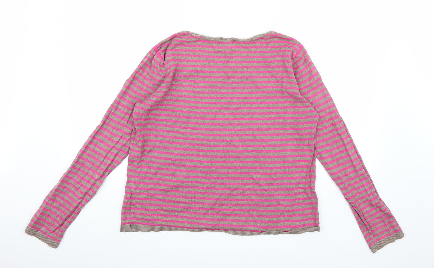 H&M Womens Pink Striped Knit Pullover Jumper Size M