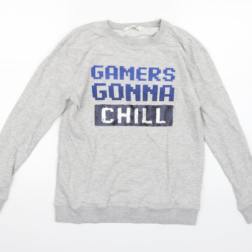 H&M Boys Grey  Jersey Pullover Sweatshirt Size 11 Years