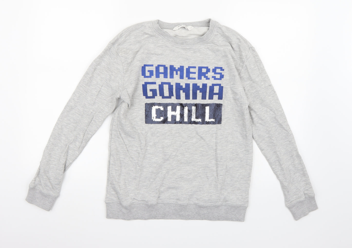 H&M Boys Grey  Jersey Pullover Sweatshirt Size 11 Years