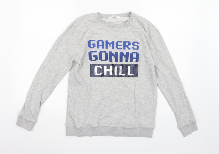 H&M Boys Grey  Jersey Pullover Sweatshirt Size 11 Years