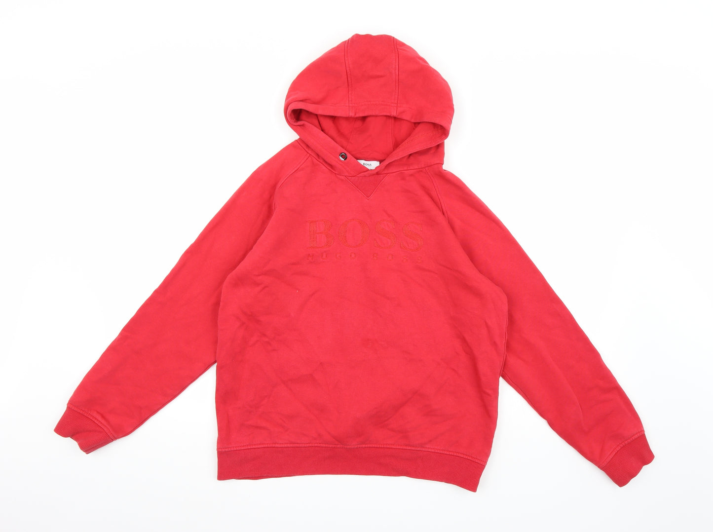 HUGO BOSS Boys Red  Jersey Pullover Hoodie Size 14 Years
