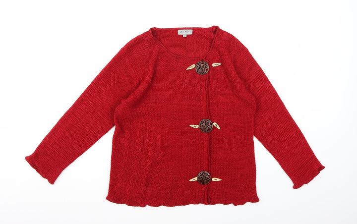 Ann Marie Womens Red Knit Cardigan Jumper Size M