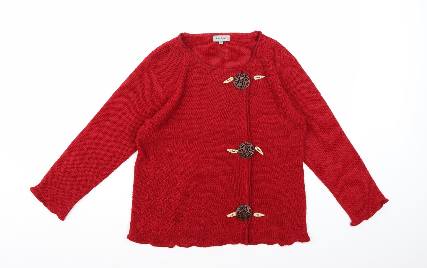 Ann Marie Womens Red  Knit Cardigan Jumper Size M