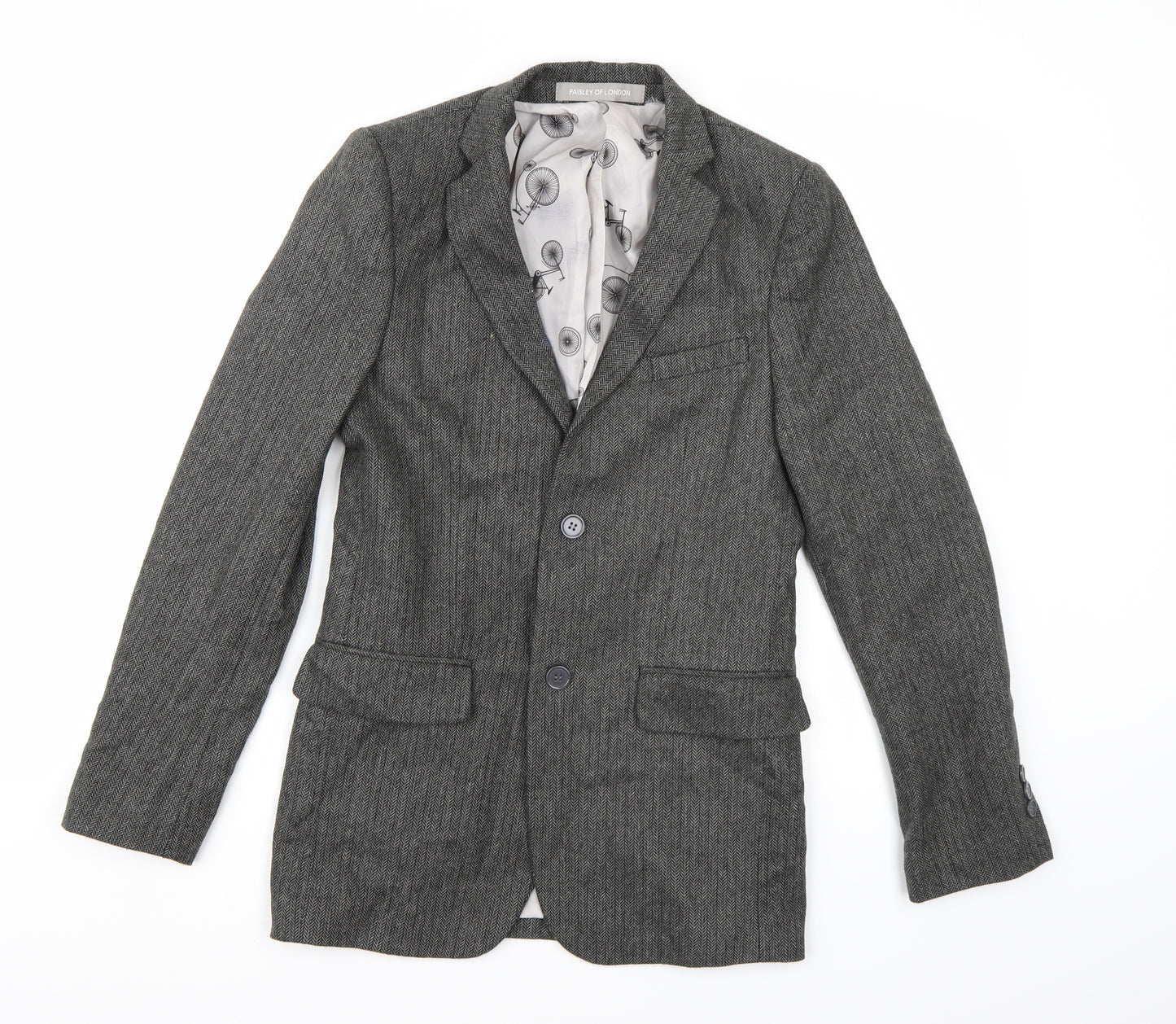 paisley of london Womens Grey Herringbone  Jacket Blazer Size 14