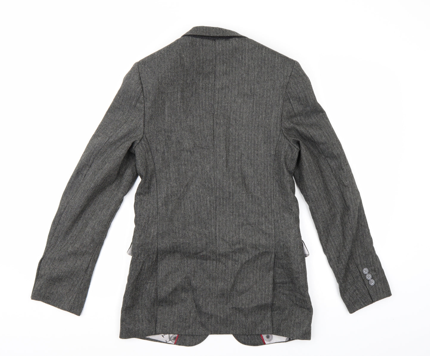 paisley of london Womens Grey Herringbone  Jacket Blazer Size 14