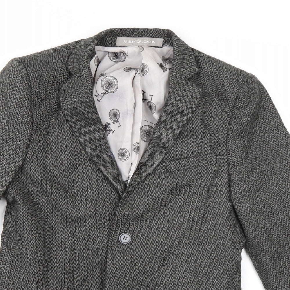paisley of london Womens Grey Herringbone  Jacket Blazer Size 14