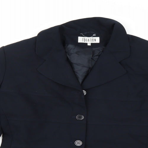 Equation Womens Blue  Rayon Jacket Blazer Size 12
