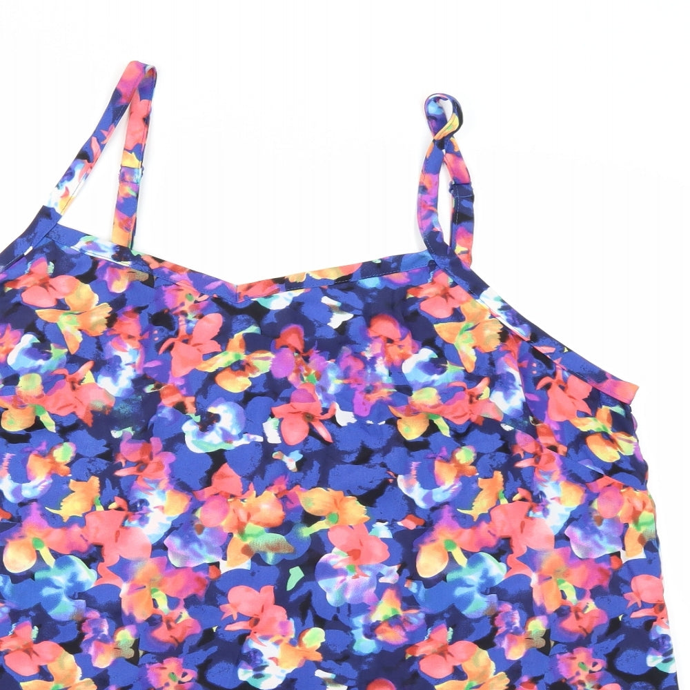 So Fabulous Womens Blue Floral  Camisole Tank Size 24