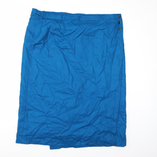 Preworn Womens Blue Herringbone  A-Line Skirt