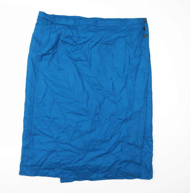 Preworn Womens Blue Herringbone A-Line Skirt
