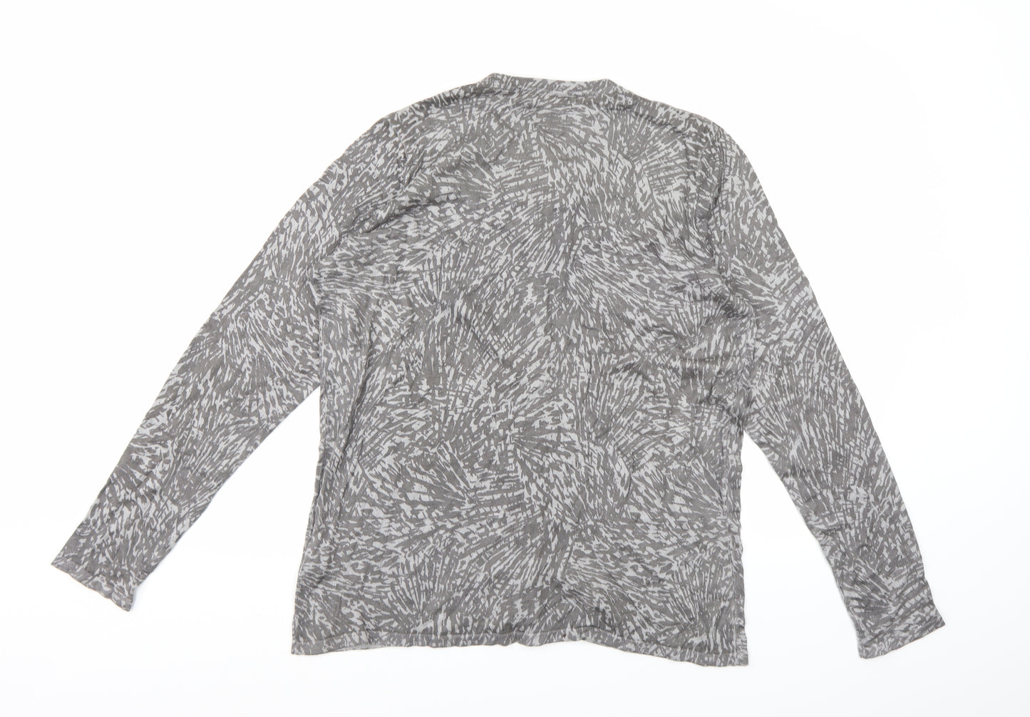 Bonmarché Womens Grey Geometric Knit Cardigan Jumper Size M