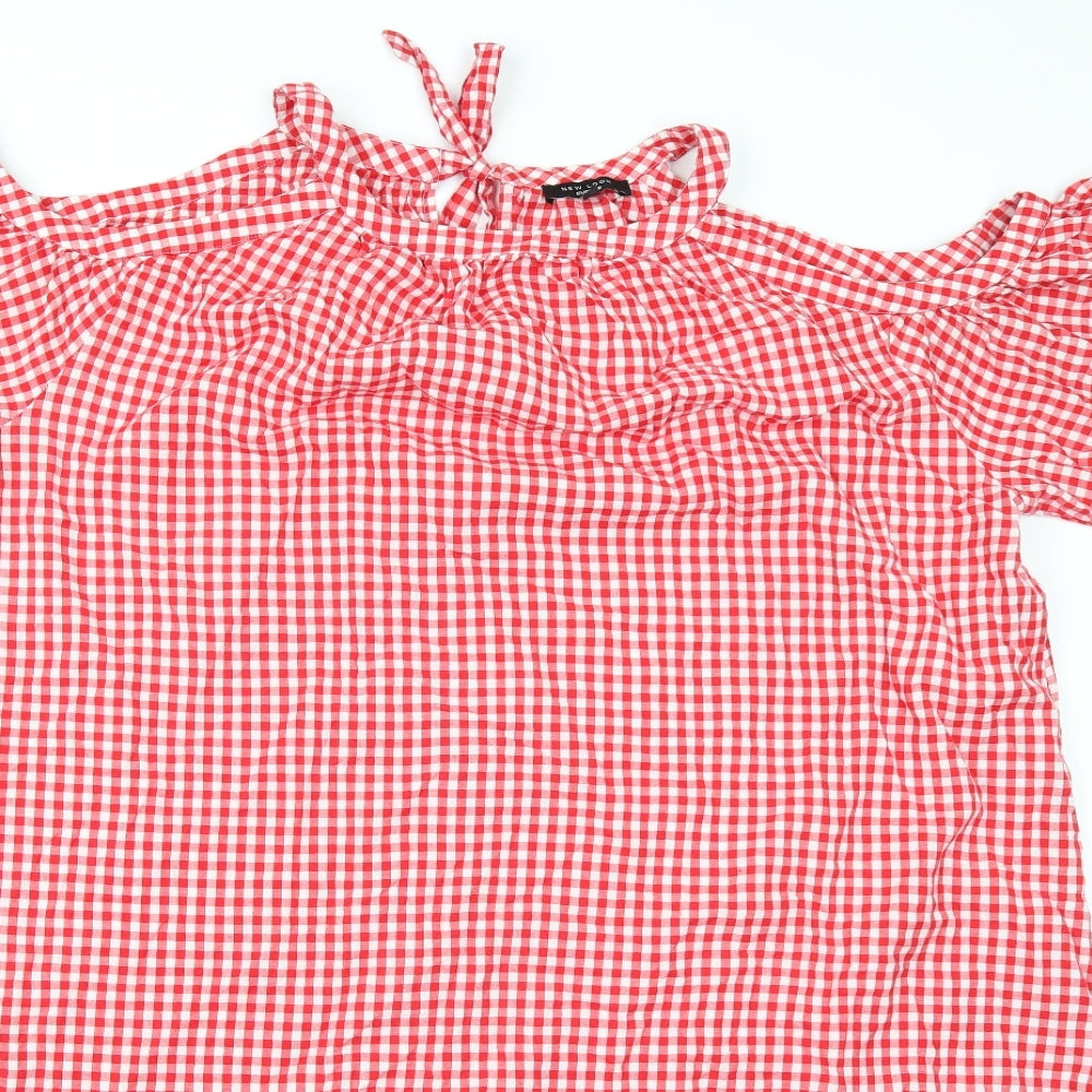 New Look Womens Red Check  Basic Blouse Size 24