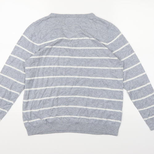 Bonmarché Womens Grey Striped Knit Pullover Jumper Size 14