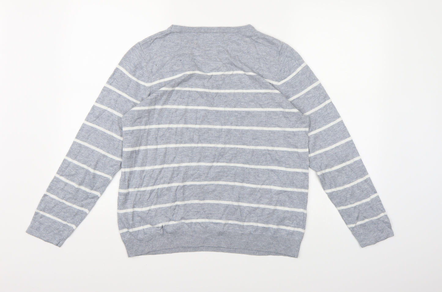 Bonmarché Womens Grey Striped Knit Pullover Jumper Size 14