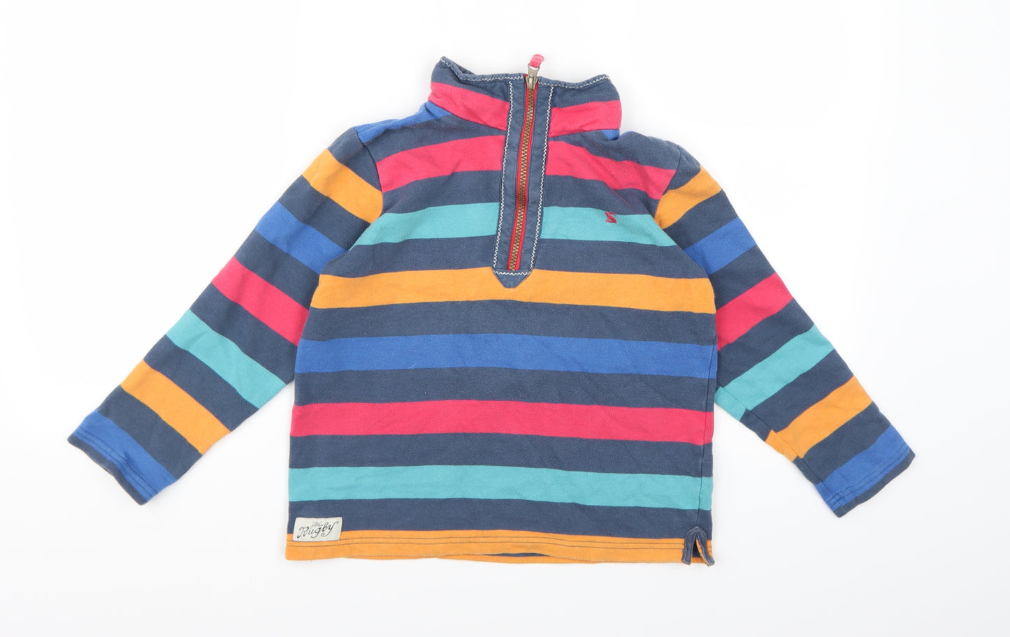 Joules Girls Multicoloured Striped Jersey Pullover Sweatshirt Size 8 Years