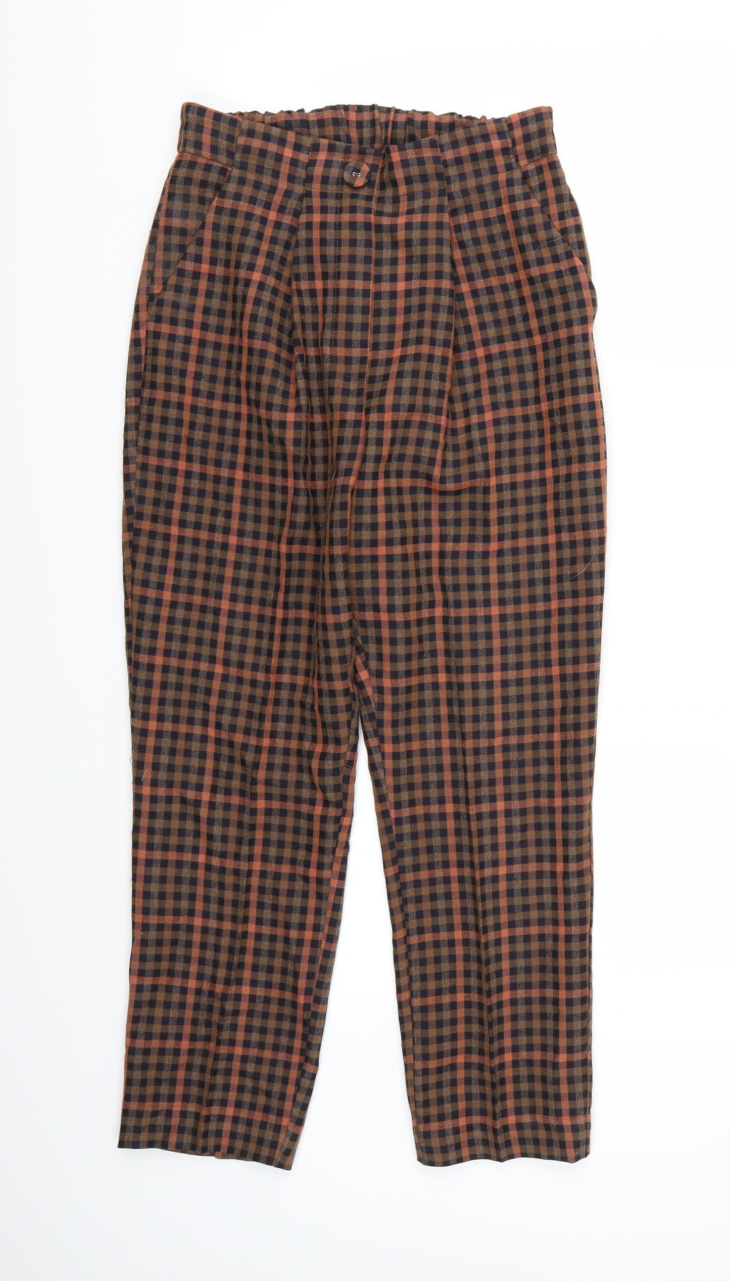 Primark Womens Brown Check  Trousers  Size 8 L24 in