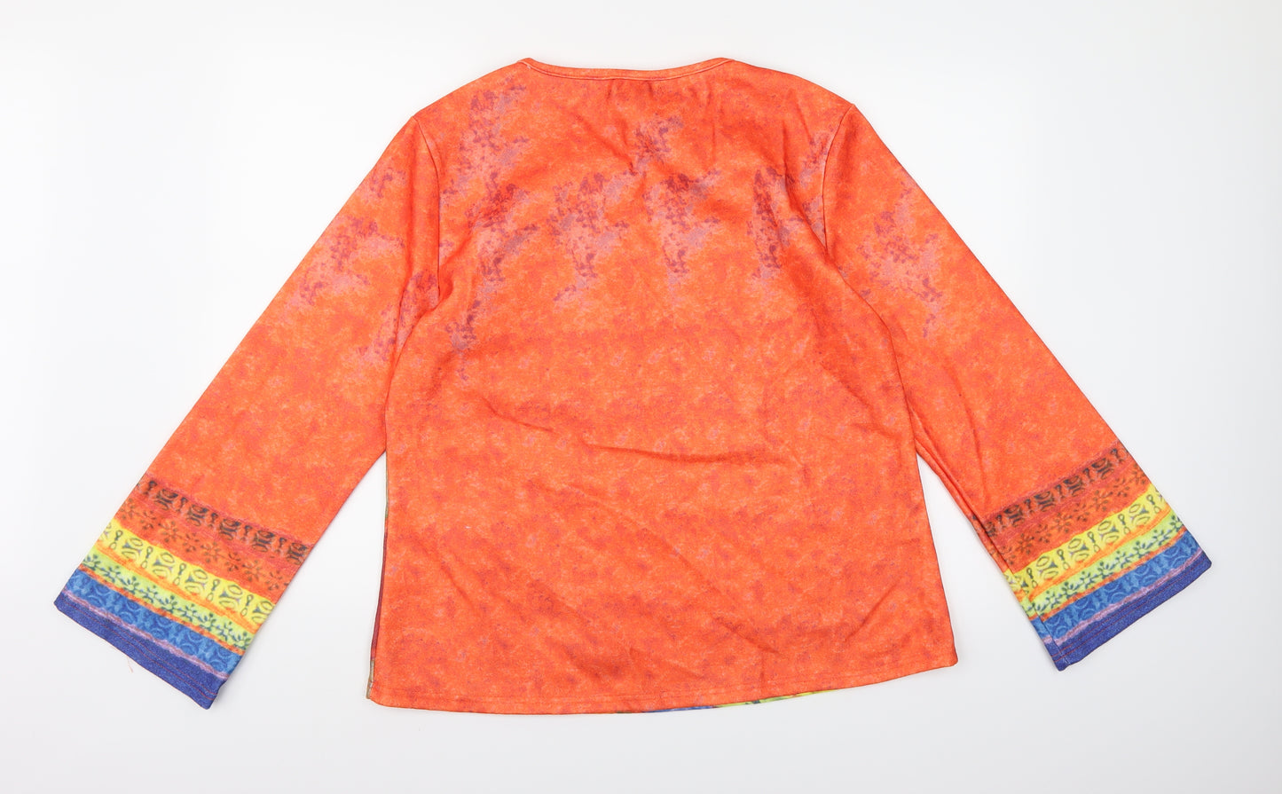 MissLook Womens Orange Geometric  Basic Blouse Size 2XL