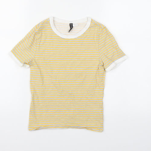 Divided Womens Yellow Striped  Basic T-Shirt Size XS